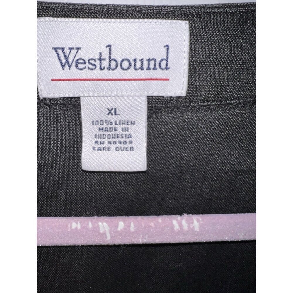 Westbound Black Linen Dolman Sleeve Button V-Neck Blouse Sz XL - Picture 5 of 9